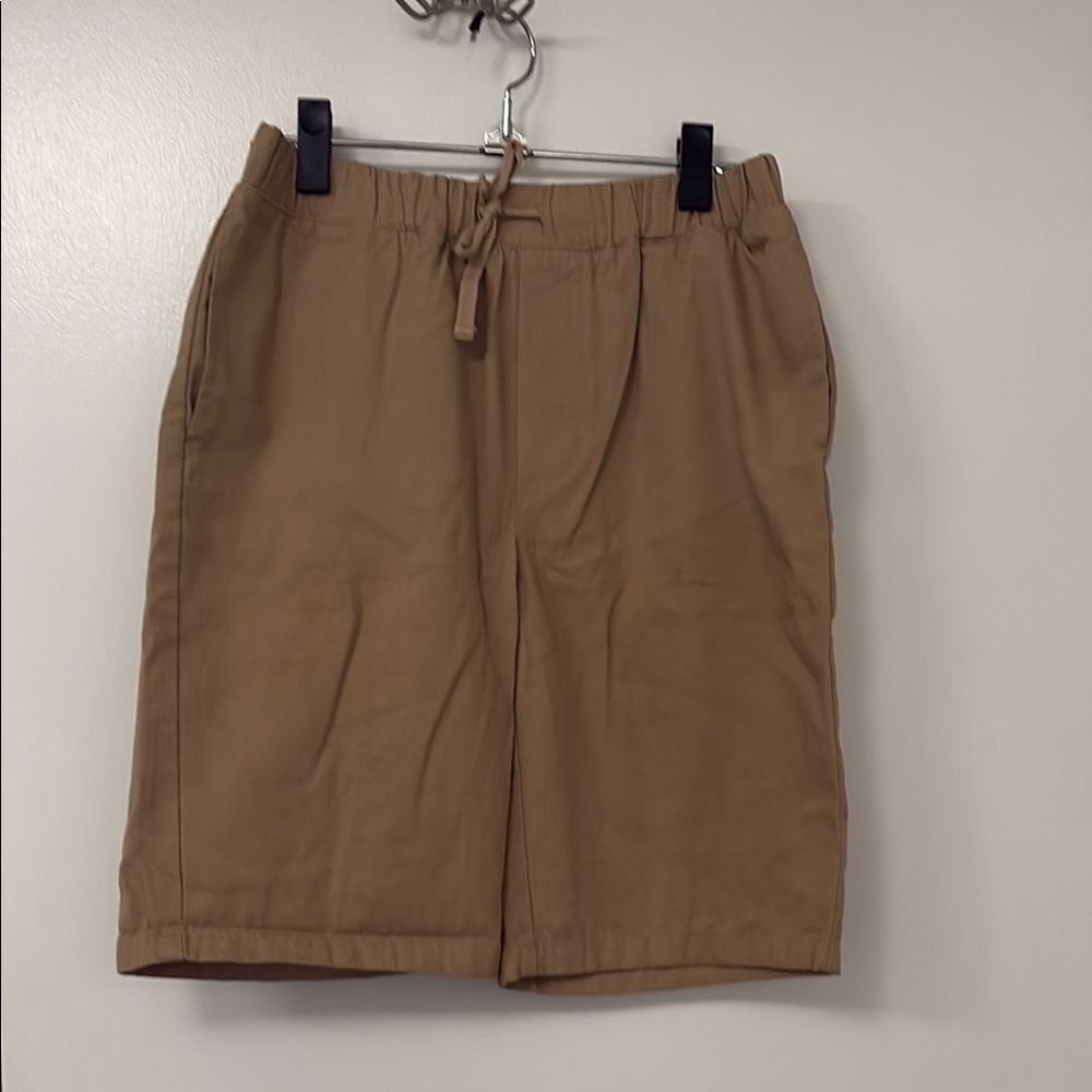 Tan Cotton Blend Knee-Length Shorts